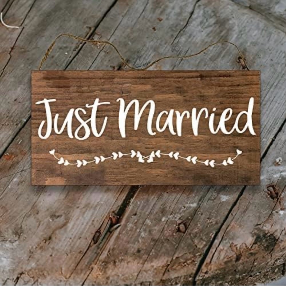 Just Married Sign - Rustic Wooden Ring Bearer Sign - Wedding Wood Sign